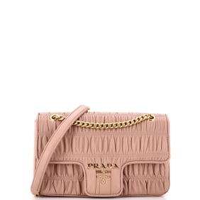 Prada Chain Flap Shoulder Bag Nappa Gaufre Small