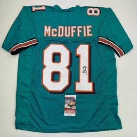autographed/signed o.j. oj mcduffie miami teal