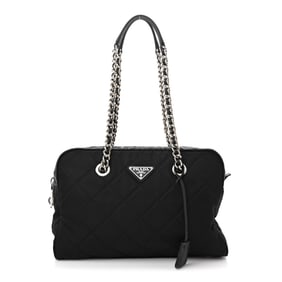Prada Nylon Tessuto Impuntu Quilted Shoulder Bag Black