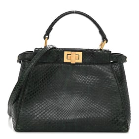 Fendi Snakeskin Shiny Nappa Mini Peekaboo Iconic Satchel Green