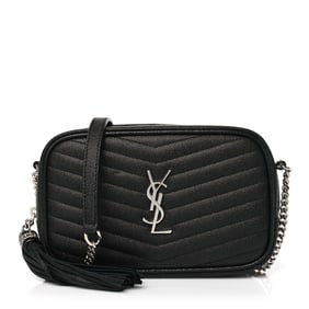 Saint Laurent Grain De Poudre Matelasse Monogram Mini Lou Camera Bag Black