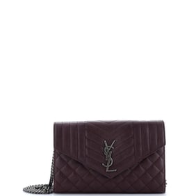 Saint Laurent Classic Monogram Chain Wallet Mixed Matelasse Leather Medium