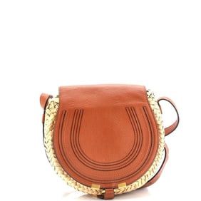Chloe Marcie Basket Crossbody Bag Raffia and Leather Small