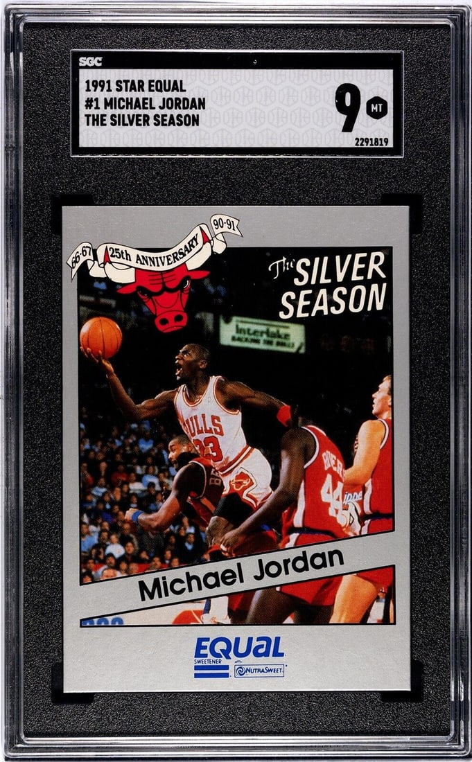 michael jordan 1990-1991 star equal the: michael jordan 1990-1991 star equal the silver season card #1- SGC graded 9 mint Michael Jordan 1990-1991 Star Equal The Silver Season Card #1- SGC Graded 9 Mint SKU no: RBJ8186234732632 Guidelines fo