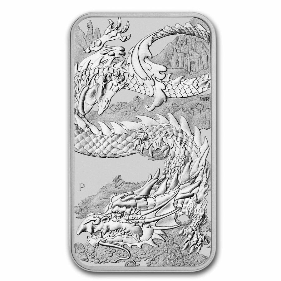 2023 Australia 1 oz Silver Dragon Rectangular Coin BU: 2023 Australia 1 oz Silver Dragon Rectangular Coin BU SKU no: RBJ279367 Year: 2023 Grade: Brilliant Unc Grade Service: None Denomination: 1 Dollar Mint Mark: P - Perth Metal Content: 1 tr