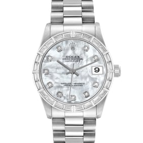 Rolex President Midsize Platinum Mother of Pearl Diamond Ladies Watch 78266