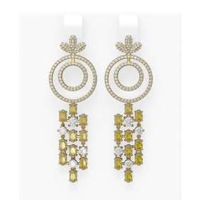 9.32 ctw Canary Citrine & Diamond Earrings 18K Yellow Gold