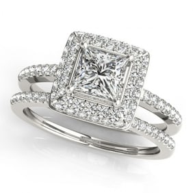 1.21 ctw Certified VS/SI Princess Diamond 2pc Set Halo 14k White Gold