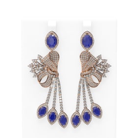 19.89 ctw Sapphire & Diamond Earrings 18K Rose Gold