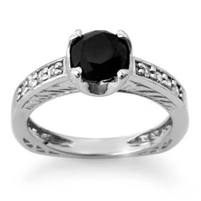 1.85 ctw VS Certified Black & White Diamond Ring 14k White Gold