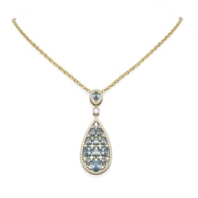 9.6 ctw Aquamarine & Diamond Necklace 18K Yellow Gold