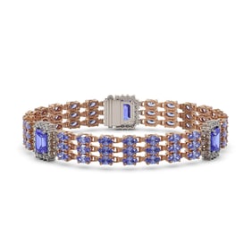 25.62 ctw Tanzanite & Diamond Bracelet 14K Rose Gold
