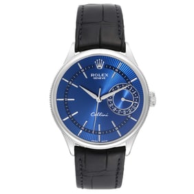 Rolex Cellini Date White Gold Blue Dial Mens Watch 50519
