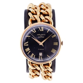 John Weitz for Destino Yellow Gold Filled Vintage Date Mechanical Watch