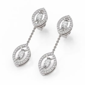 2 ctw Diamond Designer Earrings 18K White Gold