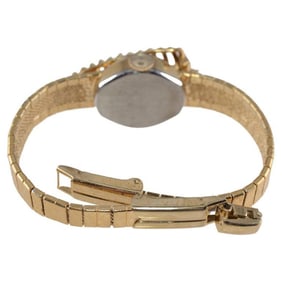 Helbros Yellow Gold Filled Dress Watch 1950s with Covered Dial and Pearl Inlay