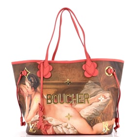 Louis Vuitton Neverfull NM Tote Limited Edition Jeff Koons Boucher Print Canvas MM
