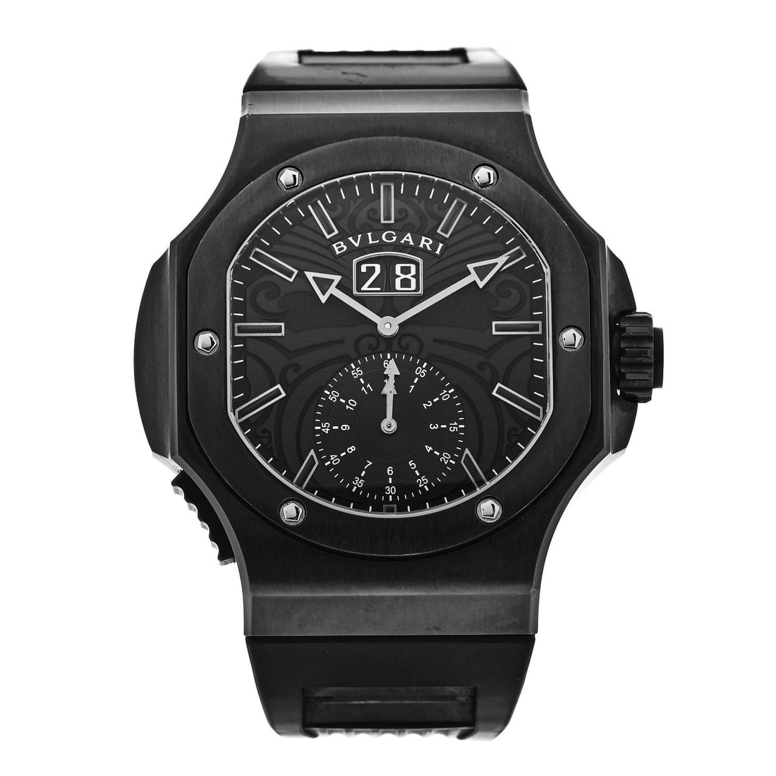 Bulgari PVD Stainless Steel 47mm Endurer Chronosprint Daniel Roth Automatic Watch Black: Bulgari PVD Stainless Steel 47mm Endurer Chronosprint Daniel Roth Automatic Watch Black Brand: BULGARI Condition: Shows Wear Condition Details: Hardware: Scratch(es), Circumference: 7 in to 0.00 in Ca