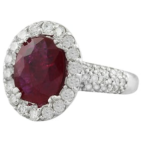 Natural Ruby Diamond Ring In 14 Karat White Gold