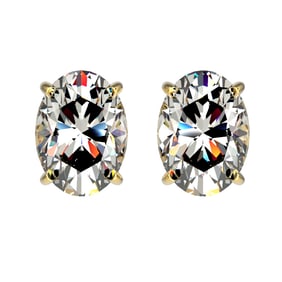 2 ctw Certified VS/SI Quality Oval Diamond Stud Earrings 10k Yellow Gold