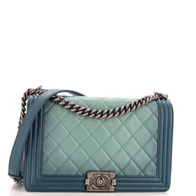 Chanel Boy Flap Bag Quilted Ombre Leather New Medium