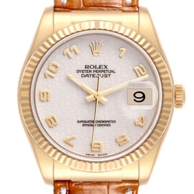 Rolex Datejust 36 Yellow Gold Ivory Arabic Dial Mens Watch 116138