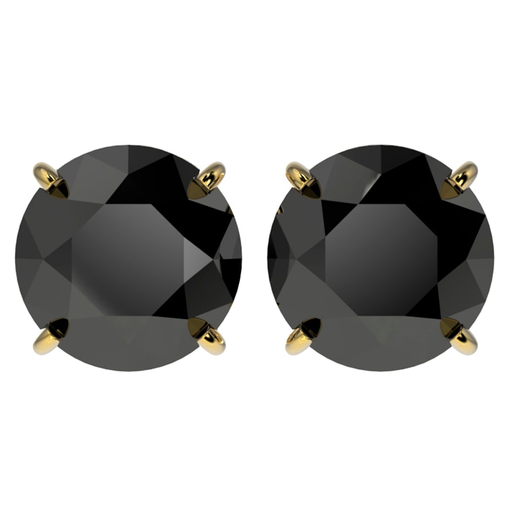 4 ctw Fancy Black Diamond Solitaire Stud Earrings 10k Yellow Gold: 4 ctw Fancy Black Diamond Solitaire Stud Earrings 10k Yellow Gold Item: Diamond StudTotal Gem weight: 4 carats Metal: Solid 10k Yellow Gold Gold Product Weight: Approx. 3.4 grams Jewelry Note:</