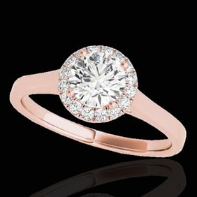 1.11 ctw Certified Diamond Solitaire Halo Ring 10k Rose Gold