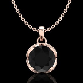 1.13 ctw Fancy Black Diamond Art Deco Stud Necklace 18k Rose Gold