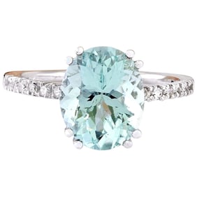 4.32 CTW Aquamarine 14K White Gold Diamond Ring