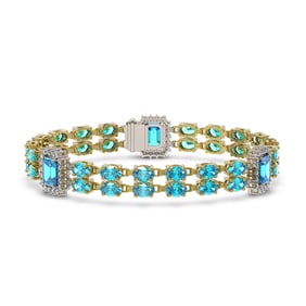 17.68 ctw Swiss Topaz & Diamond Bracelet 14K Yellow Gold