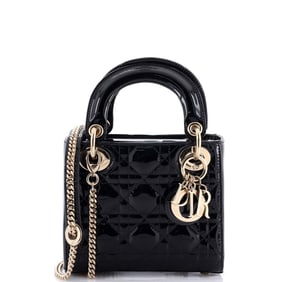 Christian Dior Lady Dior Chain Bag Cannage Quilt Patent Mini