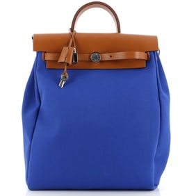 Hermes Herbag A Dos Zip Backpack Toile and Leather