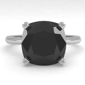 6.0 ctw Cushion Black Diamond Engagment Designer Ring 18k White Gold