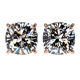 2.50 ctw VS/SI Quality Cushion Diamond Stud Earrings 10k Rose Gold
