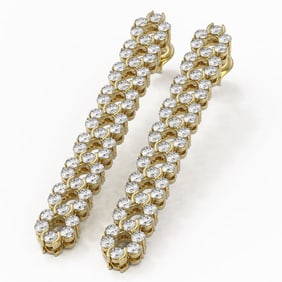 4 ctw Diamond Designer Earrings 18K Yellow Gold