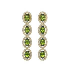 5.88 ctw Tourmaline & Diamond Micro Pave Halo Earrings 10k Yellow Gold