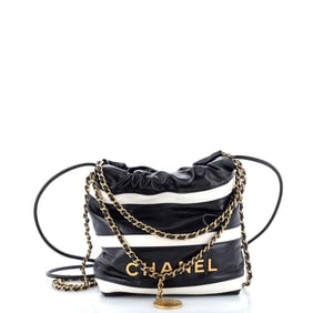 Chanel 22 Chain Hobo Striped Shiny Calfskin Mini