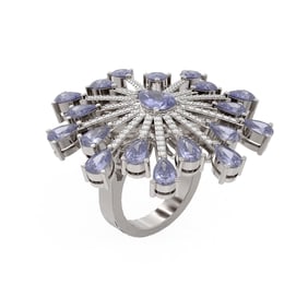 11.50 ctw Tanzanite & Diamond Ring 18K White Gold