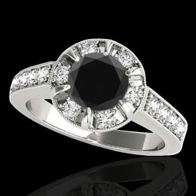 2 ctw Certified VS Black Diamond Solitaire Halo Ring 10k White Gold