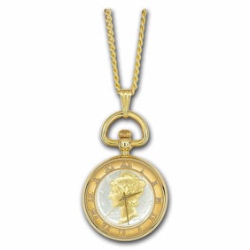 Ladies U.S. Mercury Dime Pendant Watch with Rope Chain