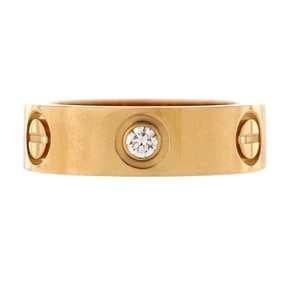 Cartier Love 3 Diamonds Band Ring 18K Yellow Gold with Diamonds