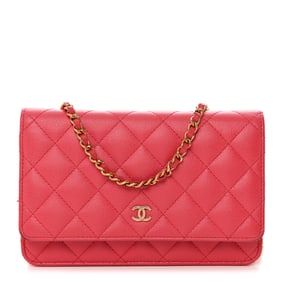 Chanel Caviar Quilted Wallet on Chain WOC Pink
