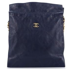 Chanel CC Chain Drawstring Shopping Bag Quilted Lambskin Large