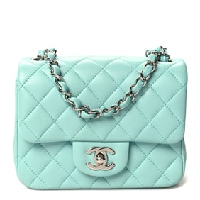 Chanel Lambskin Quilted Mini Square Flap Light Green