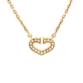 Cartier C Heart de Cartier Pendant Necklace 18K Yellow Gold with Pave Diamonds
