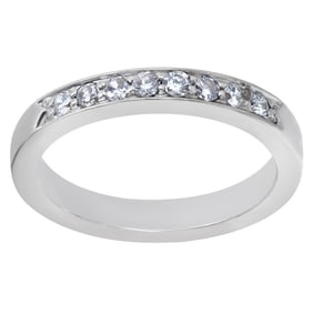18k white gold semi-eternity diamond ring with approx 0.50 cts in diamonds I-J color SI clarity.