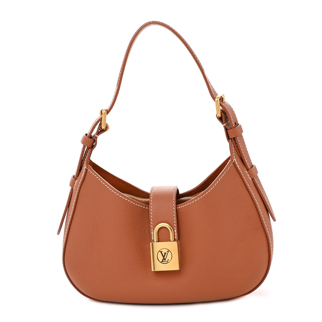 Louis Vuitton Grained Calfskin Low Key Shoulder Bag Cognac