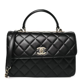 Chanel Lambskin Quilted Medium Trendy CC Flap Dual Handle Bag Black