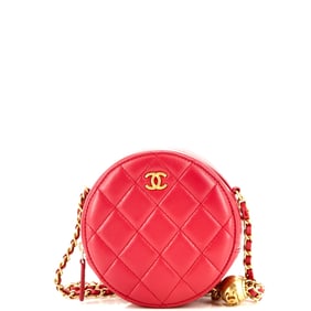 Chanel Pearl Crush Round Clutch with Chain Quilted Lambskin